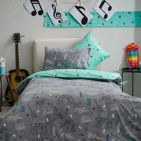 Σεντόνια Παιδικά Rock (Σετ 3τμχ) Grey Vesta Home Μονό 170x260cm 100% Βαμβάκι