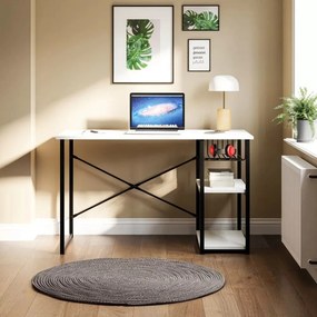 Stewehome Γραφείο με Ράφι Μεταλλικά Πόδια / Καπνί 60x120 cm