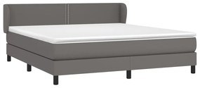 vidaXL Κρεβάτι Boxspring με Στρώμα Γκρι 180x200 εκ. Συνθετικό Δέρμα