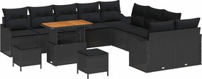 vidaXL Σετ Καναπέ Κήπου 13 τεμ. 12-Αριθμός καθισμάτων Μαύρο
