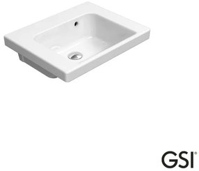 GSI Norm Κρεμαστός / Ένθετος Νιπτήρας Πορσελάνης Χωρίς Οπή Μπαταρίας 50x40εκ White