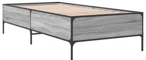 vidaXL Πλαίσιο Κρεβατιού Γκρι Sonoma 90 x 190 εκ. Επεξ. Ξύλο &amp; Μέταλλο