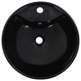 Νιπτήρας με Οπή Υπερχείλισης Μαύρος 46,5 x 18 εκ. Κεραμικός - Μαύρο