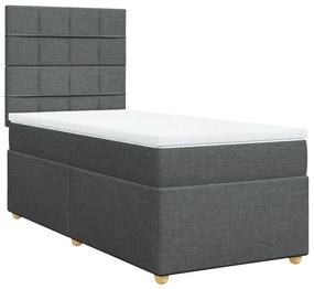 Κρεβάτι Boxspring με Στρώμα Σκούρο Γκρι 100x200 εκ. Υφασμάτινο - Γκρι