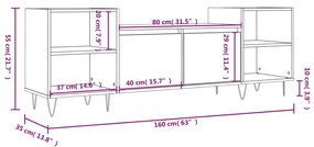 Έπιπλο Τηλεόρασης Λευκό 160 x 35 x 55 εκ. Επεξεργασμένο Ξύλο - Λευκό