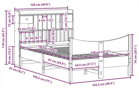 Σκελετός Κρεβ. Χωρίς Στρώμα Λευκό 120x190 εκ Μασίφ Πεύκο - Λευκό