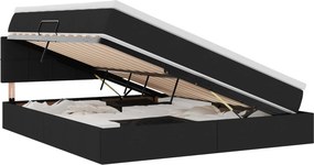 vidaXL LED Κρεβάτι αποθήκευσης με στρώμα Μαύρο 160 x 200 cm Ύφασμα