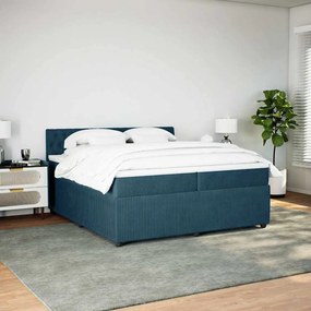 vidaXL Κρεβάτι Boxspring με Στρώμα Μπλε 200x200 εκ. Βελούδινο