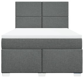 Κρεβάτι Boxspring με Στρώμα Σκούρο Γκρι 160x200 εκ Υφασμάτινο - Γκρι