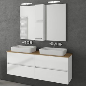 Drop Luxus 140 White Gloss MDF - Πάγκος με Νιπτήρα &amp; Καθρέπτη