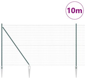 vidaXL Euro Fence με 7 στήλες Σπυρίδων 1.6x10 μ Γαλβανισμένος Χάλυβας Πράσινος