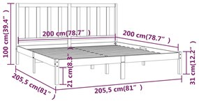 ΠΛΑΙΣΙΟ ΚΡΕΒΑΤΙΟΥ ΚΑΦΕ ΜΕΛΙ 200 X 200 ΕΚ. ΑΠΟ ΜΑΣΙΦ ΞΥΛΟ ΠΕΥΚΟΥ 3105183