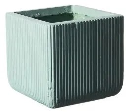 Γλάστρα Πήλινη Τετράγωνη Stripe Μέντα S 24x24x23 εκ. A-2050-8 Supergreens-A-2050-8-Πράσινο A-2050-8