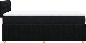 vidaXL Κρεβάτι Boxspring με Στρώμα Μαύρο 90x200 εκ. Υφασμάτινο