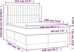 vidaXL Κρεβάτι Boxspring με Στρώμα Μαύρο 140x190 εκ. Υφασμάτινο