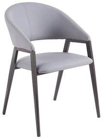 WOODWELL ΕΜ175,2DELI Πολυθρόνα Μέταλλο Βαφή Μαύρο, Pu Γκρι 52x62x83cm ΕΜ175,2