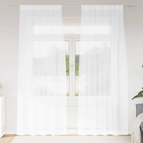 vidaXL Κουρτίνες με κουρτίνες 2 pcs Λευκό 140 x 225 cm Πολυεστέρας