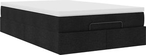 vidaXL Οθωμανικό κρεβάτι με στρώμα Μαύρο 120x190 cm Ύφασμα