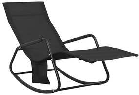 vidaXL Ξαπλώστρα Μαύρη από Ατσάλι και Textilene