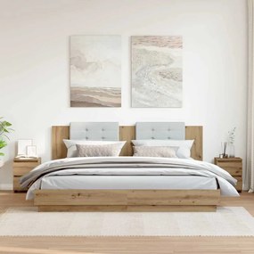 Κομοδίνα 2 τεμ.Αρτισιανή Δρυς 30x30x40 εκ. Επεξ. Ξύλο