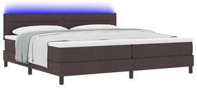 vidaXL Κρεβάτι με Στρώμα & LED Καφέ 200x200 εκ. Υφασμάτινο
