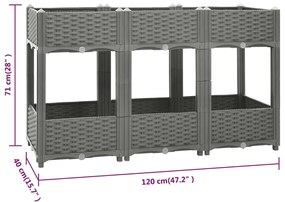 Ζαρντινιέρα 120 x 40 x 71 εκ. από Πολυπροπυλένιο - Γκρι