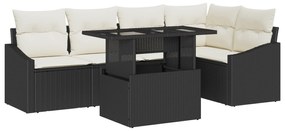 vidaXL Σετ καναπέ κήπου 6 τεμαχίων με μαξιλάρια Μαύρο Πολυ-ρατάν