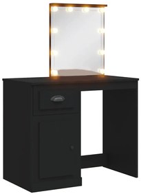 vidaXL Μπουντουάρ με LED Φώτα Μαύρο 90 x 42 x 132,5 εκ.