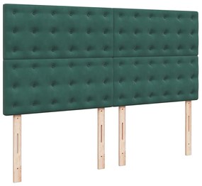 vidaXL Κρεβάτι Boxspring με Στρώμα Σκούρο Πράσινο 200x200εκ. Βελούδινο
