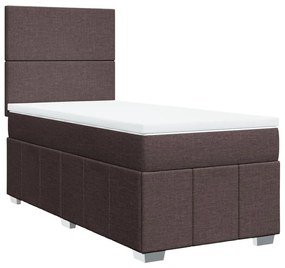 vidaXL Κρεβάτι Boxspring με Στρώμα Σκούρο Καφέ 100x200 εκ. Υφασμάτινο