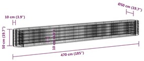 Συρματοκιβώτιο-Γλάστρα Υπερυψωμένη 470x50x50 εκ. Γαλβαν. Ατσάλι - Ασήμι