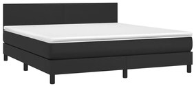 vidaXL Κρεβάτι Boxspring με Στρώμα Μαύρο 180x200εκ.από Συνθετικό Δέρμα