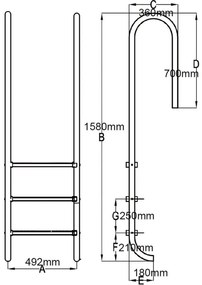 Σκάλα Πισίνας με 3 Σκαλοπάτια 120 εκ. από Ανοξείδωτο Ατσάλι 304 - Ασήμι