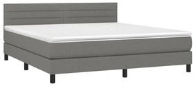 vidaXL Κρεβάτι Boxspring με Στρώμα & LED Σκ.Γκρι 160x200 εκ Υφασμάτινο