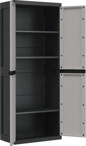 vidaXL Ντουλάπι Αποθ. Εξ. Χώρου Γκρι/Μαύρο 65x37x165εκ. Πολυπροπυλένιο