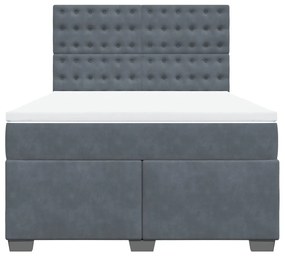 vidaXL Κρεβάτι Boxspring με Στρώμα Σκούρο Γκρι 140x190 εκ. Βελούδινο