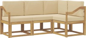 vidaXL Σειρά Καναπέ Εξωτερικού με μαξιλάρι 4 pcs Λευκό και Μπεζ