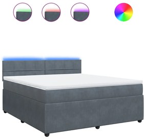 vidaXL Κρεβάτι Boxspring με Στρώμα Σκούρο Γκρι 180x200 εκ. Βελούδινο