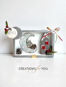 Χριστουγεννιάτικο Διακοσμητικό Καδράκι 1st Xmas λευκό-γκρι
