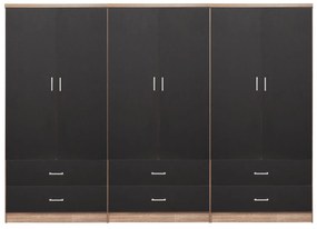 WARDROBE REINA 6-LEAF WITH 6 DRAWERS  MELAMINE IN GREY-SONAMA COLOR 240x42x181Hcm.