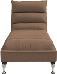 vidaXL Ανάκλιντρο Μασάζ Καφέ Υφασμάτινο με Μαξιλάρια