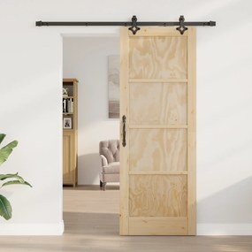 vidaXL Συρόμενη Πόρτα  με Σετ Υλικών 78x211 εκ. Μασίφ Ξυλεία Πεύκου