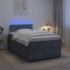 VidaXL Κρεβάτι box spring με στρώμα Σκούρο Γκρι 120 x 190 cm Βελούδο
