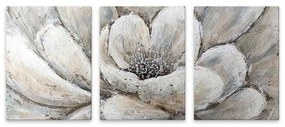 Πίνακας σε καμβά Silver Flowers" Megapap τρίπτυχος ψηφιακής εκτύπωσης 126x55x3εκ."