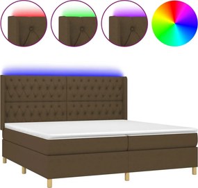 vidaXL Κρεβάτι Boxspring με Στρώμα &amp; LED Σκ.Καφέ 200x200εκ. Υφασμάτινο