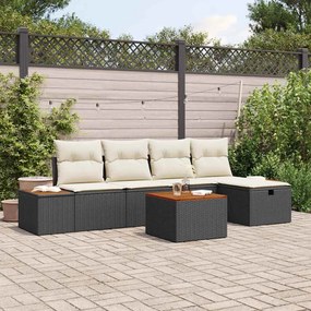 vidaXL Σετ Καναπέ Κήπου 6 pcs Μαύρο 55 x 62 x 69 εκ Πολυ ράταν