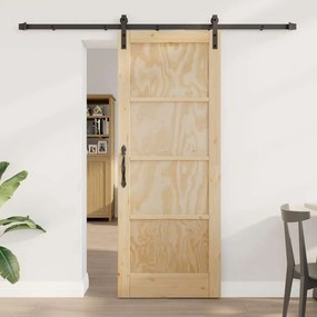 vidaXL Σύροντα πόρτα με σετ εξαρτημάτων 78x202 εκ. Μασίφ ξύλο πεύκου