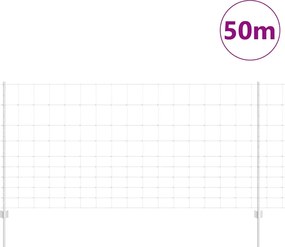 vidaXL Εξωτερική άγρια περίφραξη με στήλες 50 x 1,2 m Ασημί Δίχτυ