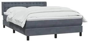 Κρεβάτι Boxspring με Στρώμα Σκούρο Γκρι 160x210 εκ. Βελούδινο - Γκρι