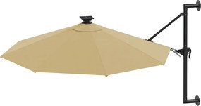 vidaXL Ομπρέλα Κήπου Επιτοίχια με LED Taupe 300 εκ.